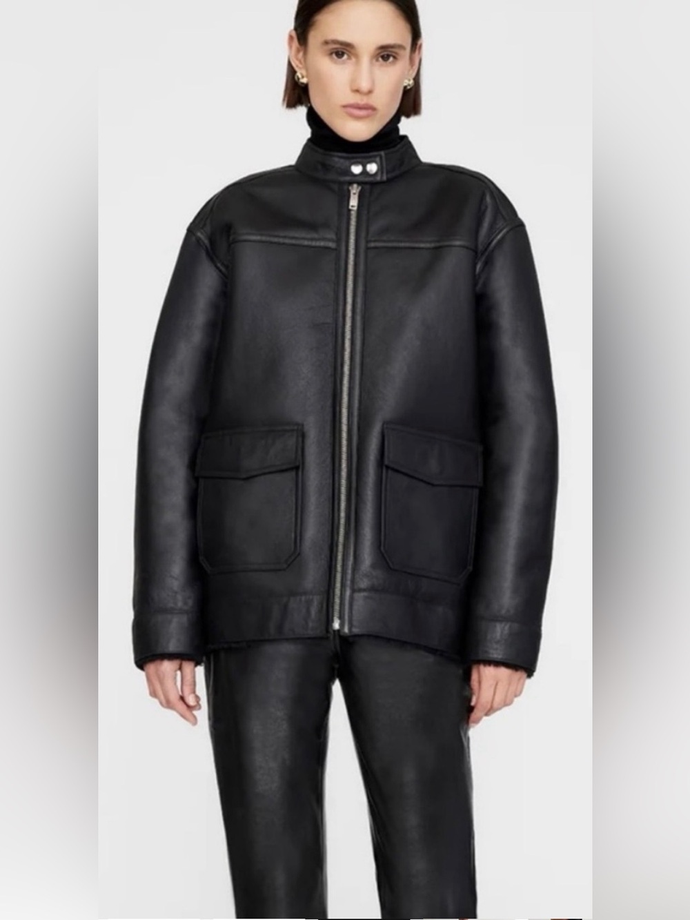 Anine Bing Henry Black 100% Shearling Jacket New Never Worn W/O Tags - Picture 7 of 14